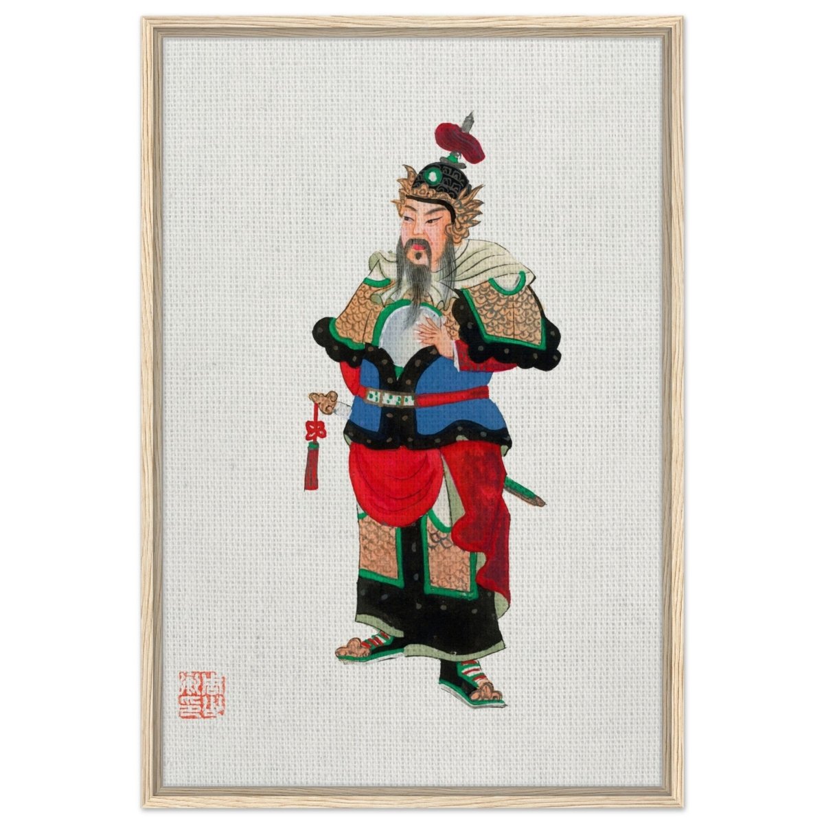 Regal Warrior's Tale | Traditional Chinese Historical Art - Framed Canvas - 60x90 cm / 24x36″ - Wood frame