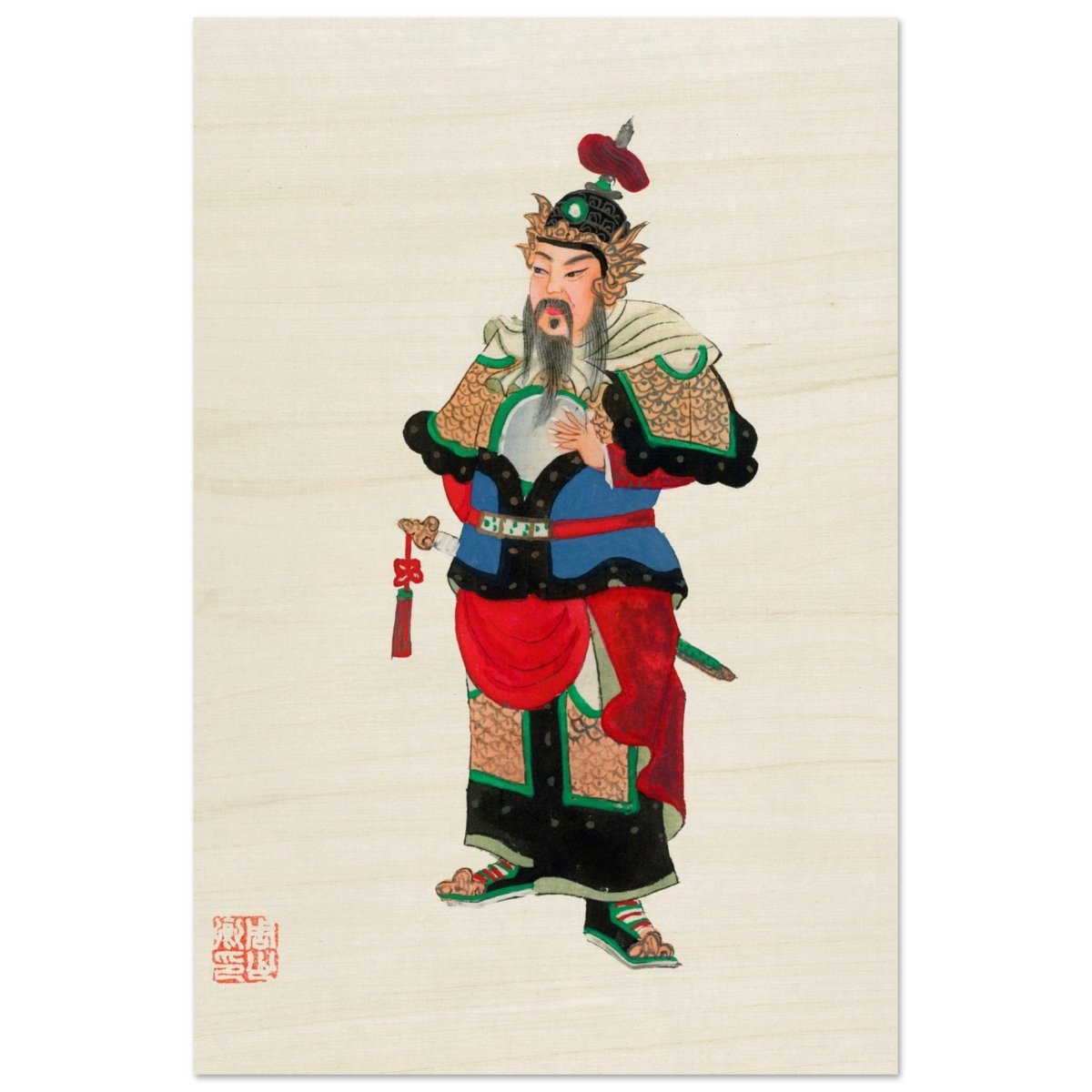 Regal Warrior's Tale | Traditional Chinese Historical Art - Wood Prints - 40x60 cm / 16x24″ - 