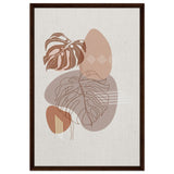 Serene Monstera: Abstract Harmony | Minimalist Wall art Print - 60x90 cm / 24x36″ - Framed Canvas - Dark wood frame