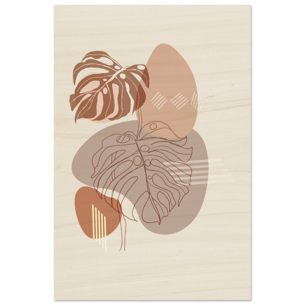 Serene Monstera: Abstract Harmony | Minimalist Wall art Print - 40x60 cm / 16x24″ - Wood Prints - 