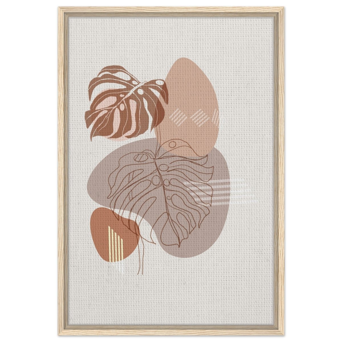 Serene Monstera: Abstract Harmony | Minimalist Wall art Print - 50x75 cm / 20x30″ - Framed Canvas - Wood frame