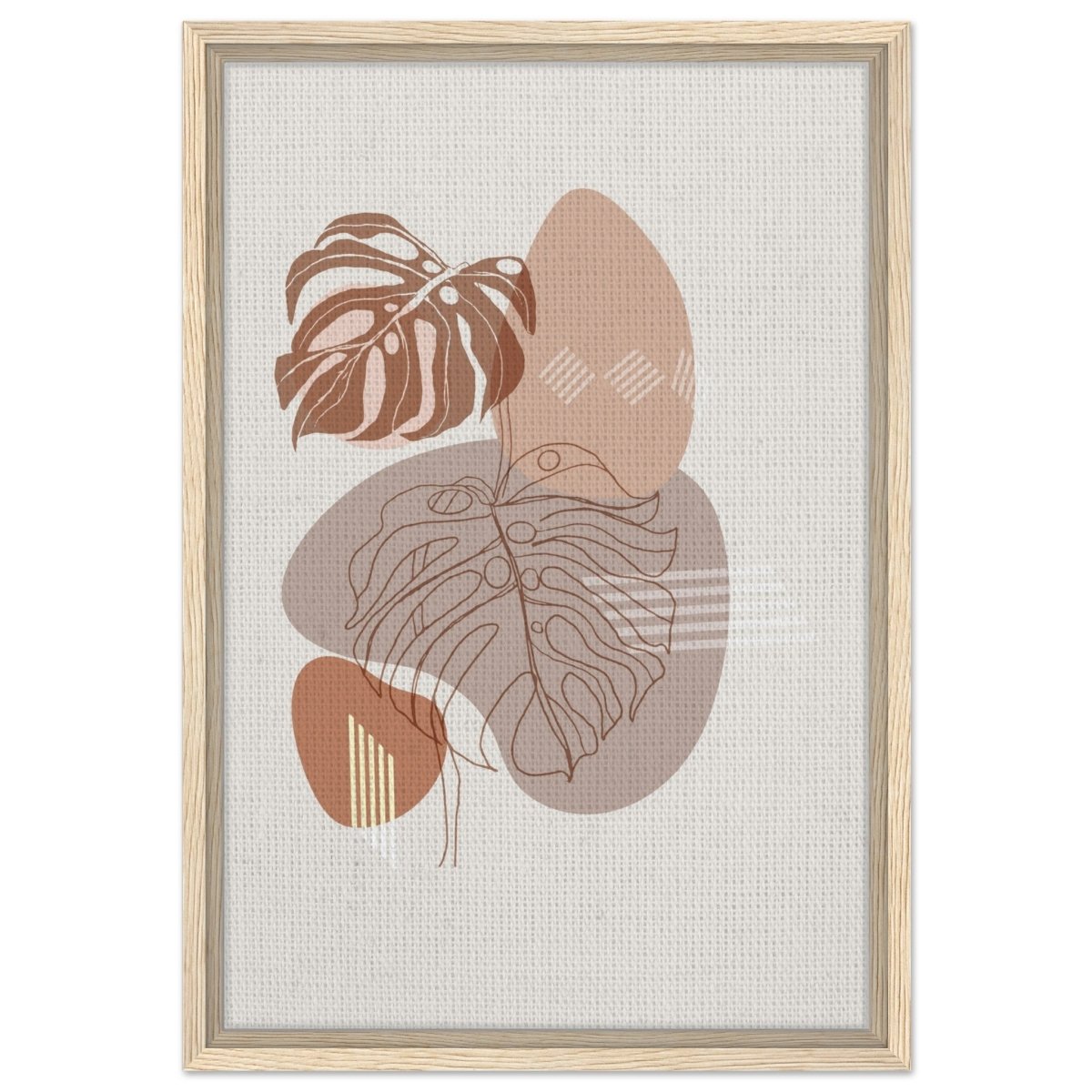 Serene Monstera: Abstract Harmony | Minimalist Wall art Print - 40x60 cm / 16x24″ - Framed Canvas - Wood frame