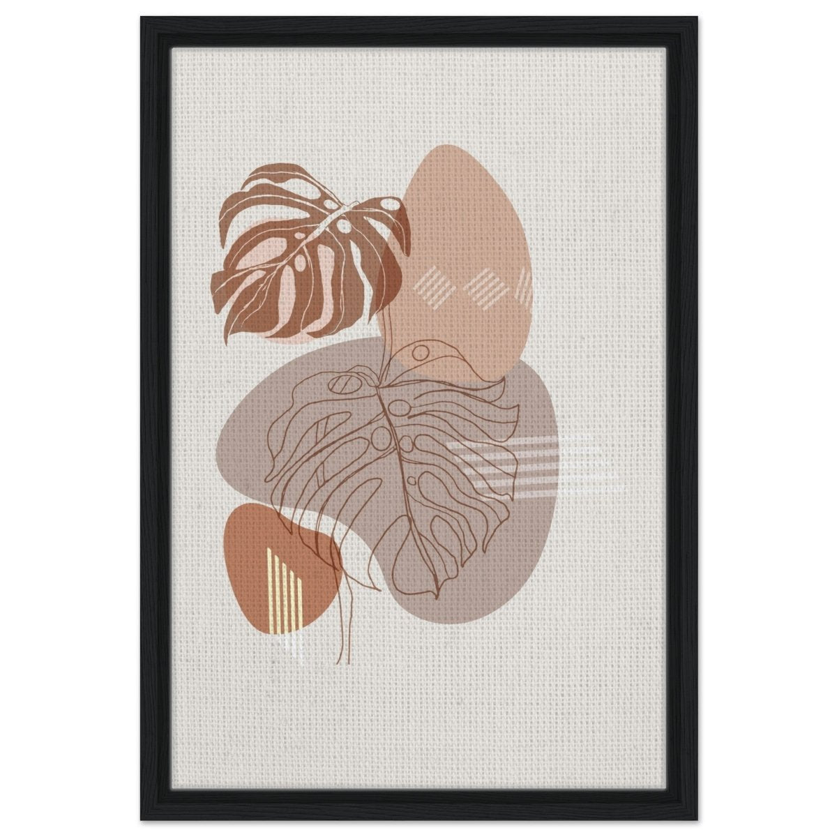 Serene Monstera: Abstract Harmony | Minimalist Wall art Print - 40x60 cm / 16x24″ - Framed Canvas - Black frame