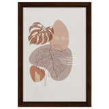 Serene Monstera: Abstract Harmony | Minimalist Wall art Print - 30x45 cm / 12x18″ - Framed Canvas - Dark wood frame