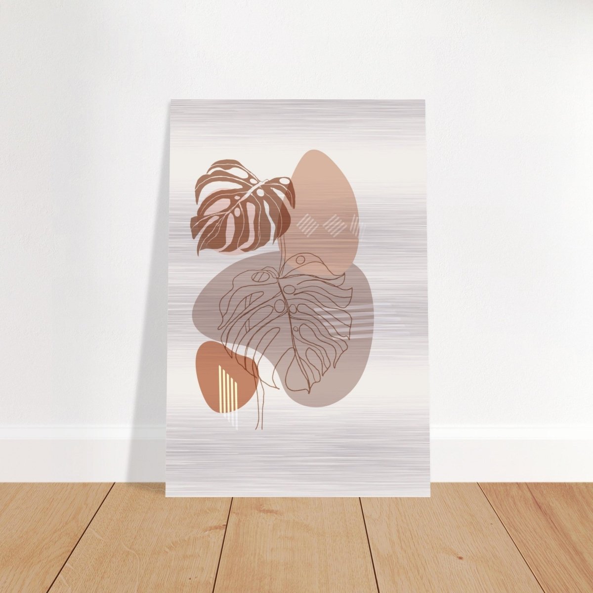 Serene Monstera: Abstract Harmony | Minimalist Wall art Print - 60x90 cm / 24x36″ - Brushed Aluminum Print - 