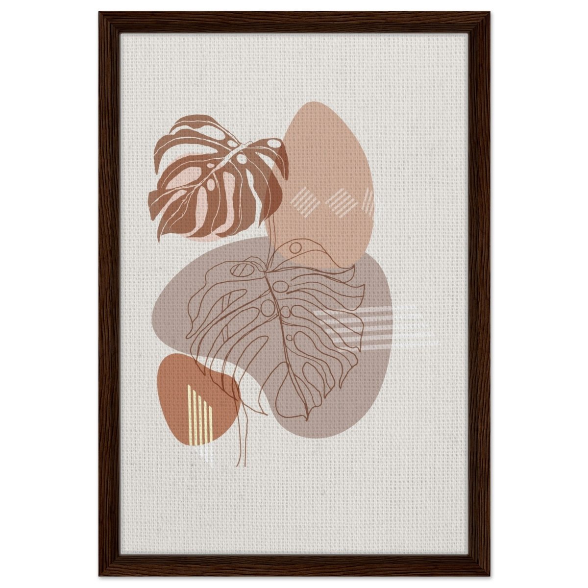 Serene Monstera: Abstract Harmony | Minimalist Wall art Print - 40x60 cm / 16x24″ - Framed Canvas - Dark wood frame