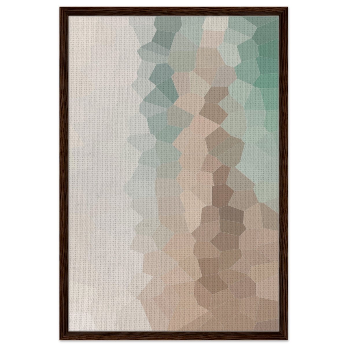 Serene Shores: A Tranquil Escape | Abstract Wall art print - 60x90 cm / 24x36″ - Framed Canvas - Dark wood frame