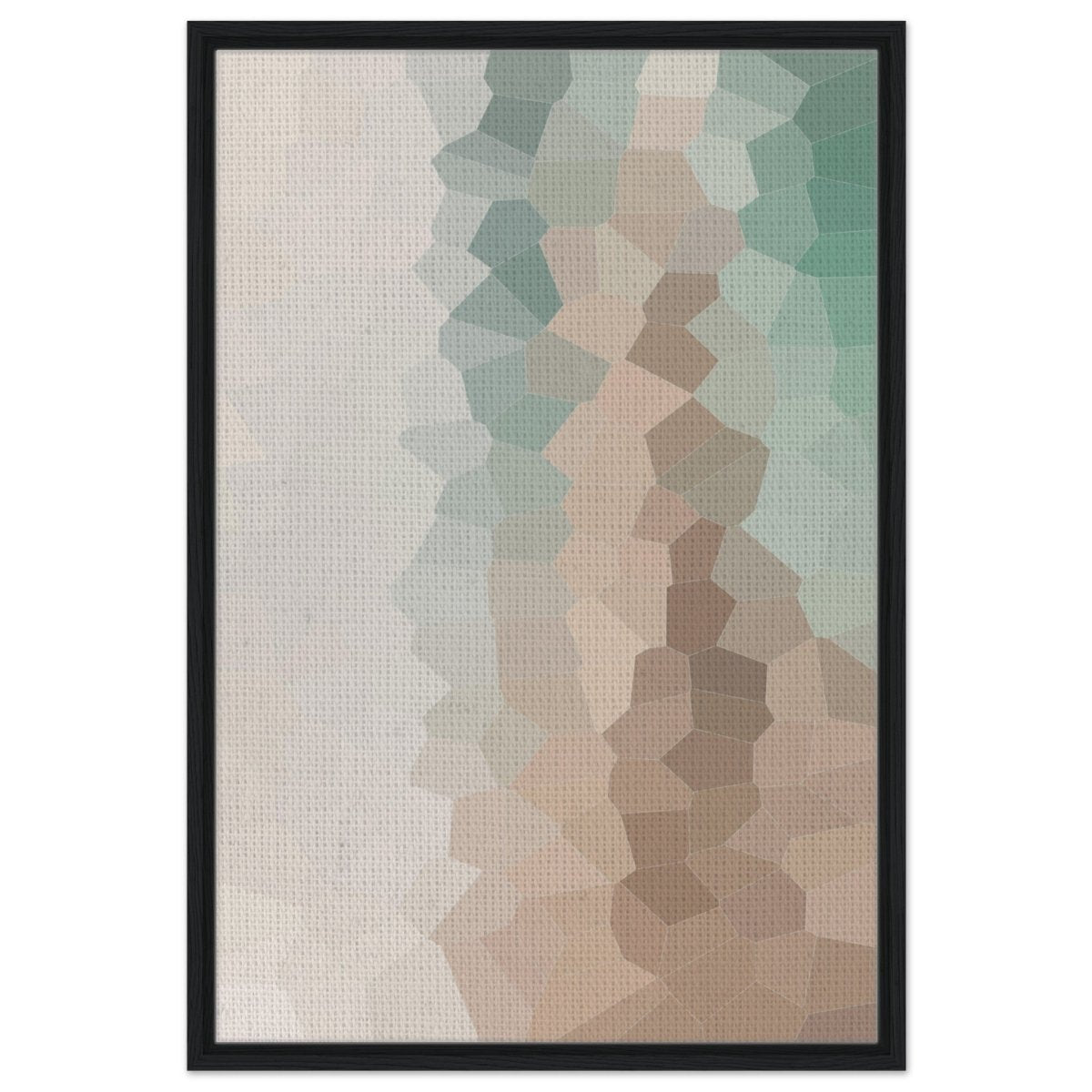 Serene Shores: A Tranquil Escape | Abstract Wall art print - 60x90 cm / 24x36″ - Framed Canvas - Black frame