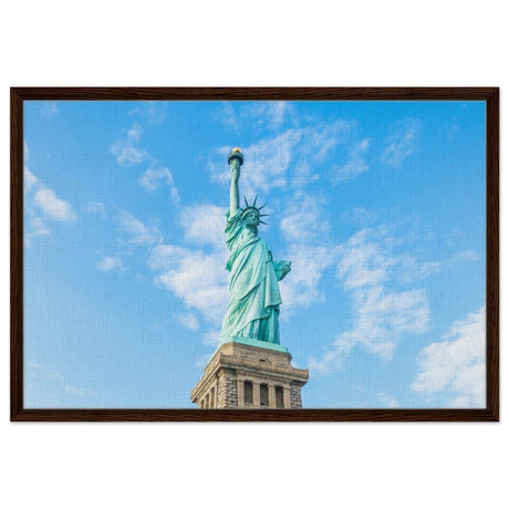 Statue of Liberty | New York City | City Wall art print - Framed Canvas - 60x90 cm / 24x36″ - Dark wood frame