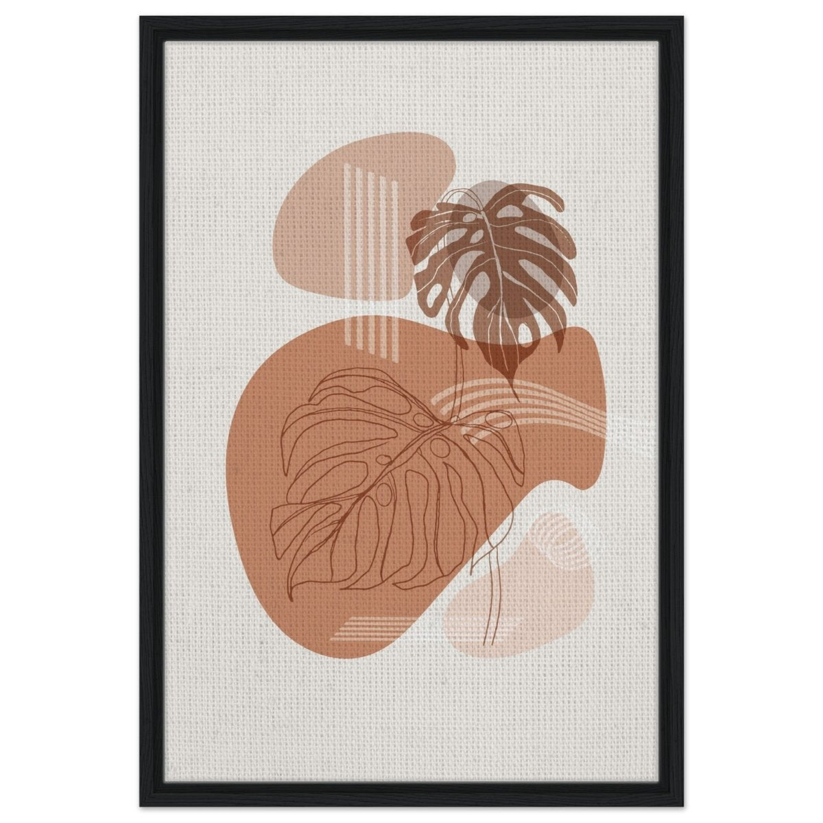 Terracotta Monstera Harmony | Wall art Print - 50x75 cm / 20x30″ - Framed Canvas - Black frame