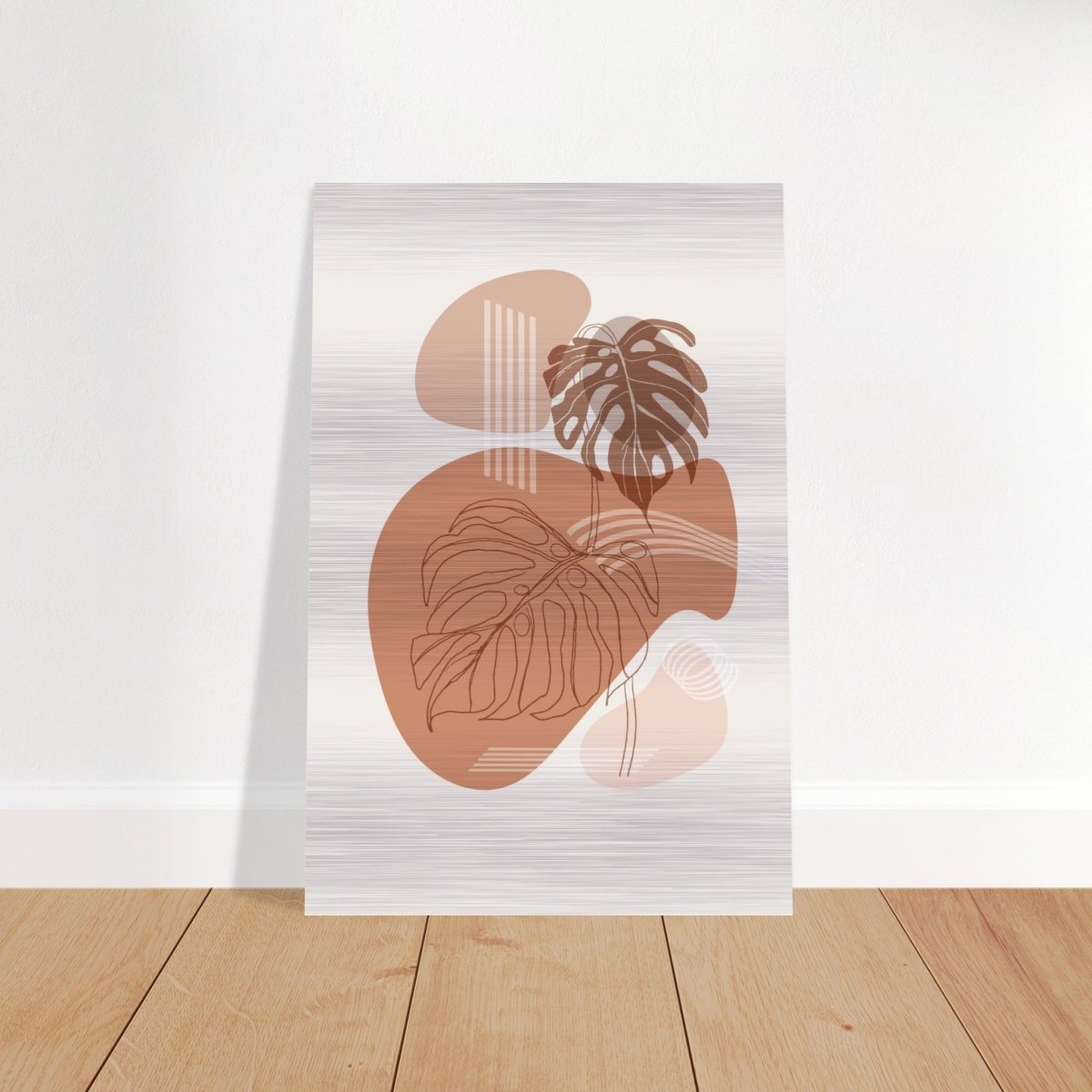 Terracotta Monstera Harmony | Wall art Print - 40x60 cm / 16x24″ - Brushed Aluminum Print - 