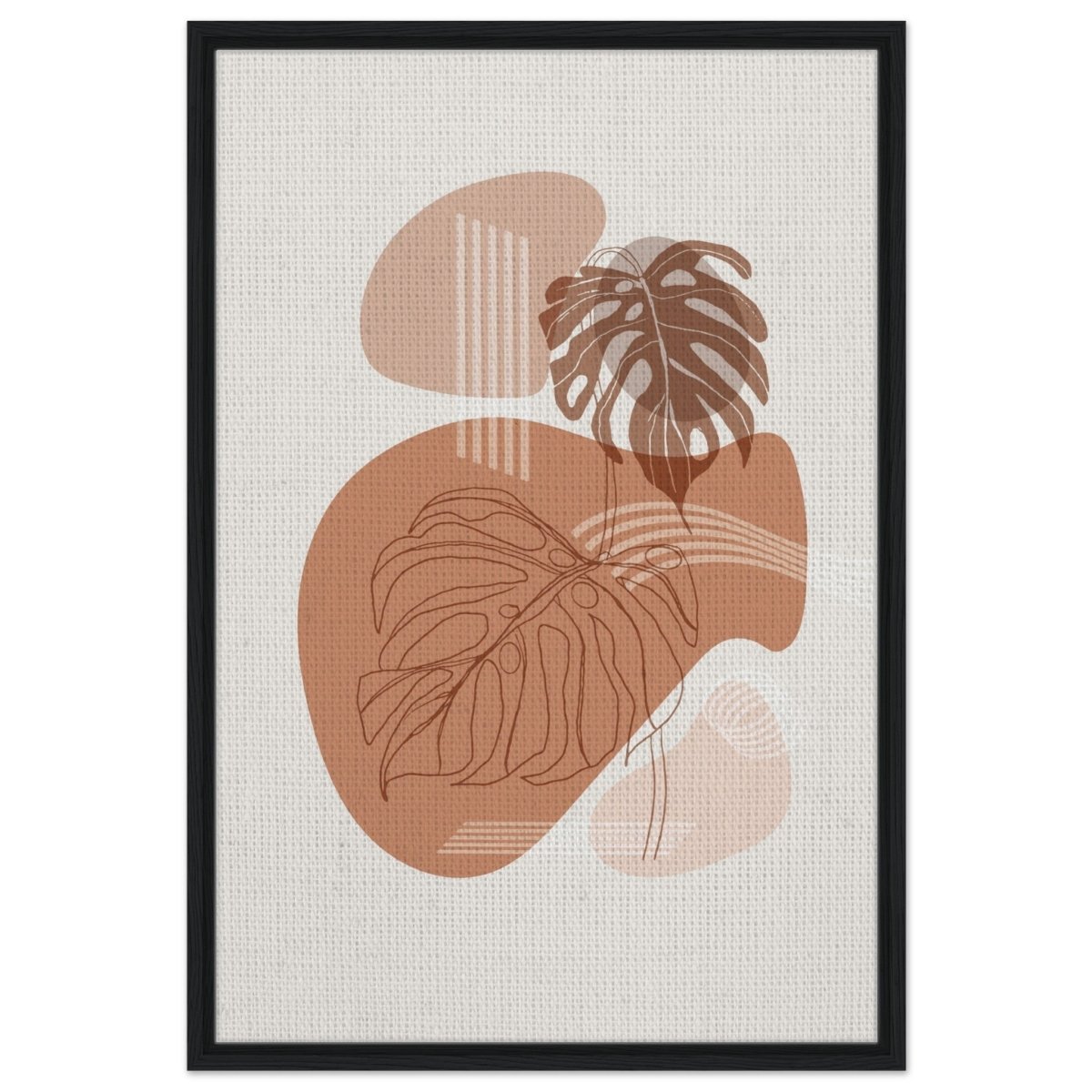 Terracotta Monstera Harmony | Wall art Print - 60x90 cm / 24x36″ - Framed Canvas - Black frame