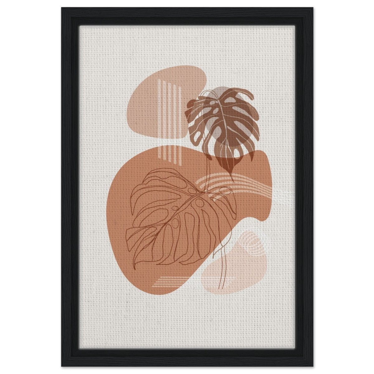 Terracotta Monstera Harmony | Wall art Print - 30x45 cm / 12x18″ - Framed Canvas - Black frame