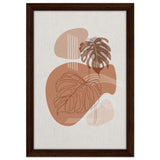 Terracotta Monstera Harmony | Wall art Print - 30x45 cm / 12x18″ - Framed Canvas - Dark wood frame