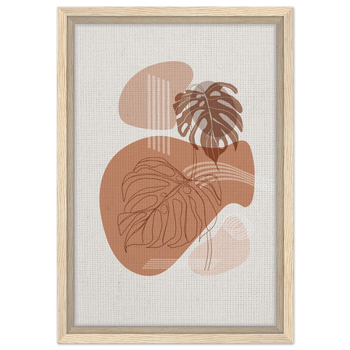 Terracotta Monstera Harmony | Wall art Print - 30x45 cm / 12x18″ - Framed Canvas - Wood frame