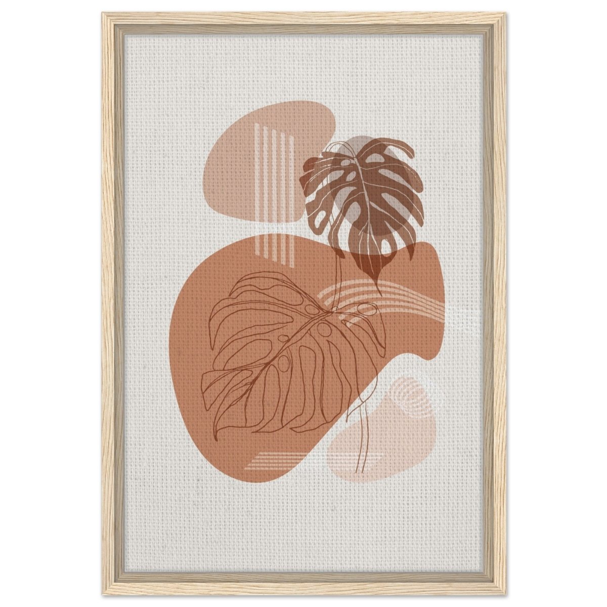 Terracotta Monstera Harmony | Wall art Print - 40x60 cm / 16x24″ - Framed Canvas - Wood frame