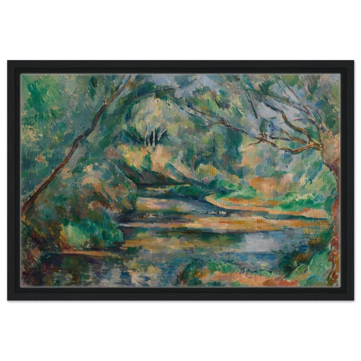 The Brook (ca. 1895–900) by Paul Cézanne | Vintage wall art print - Framed Canvas - 40x60 cm / 16x24″ - Black frame