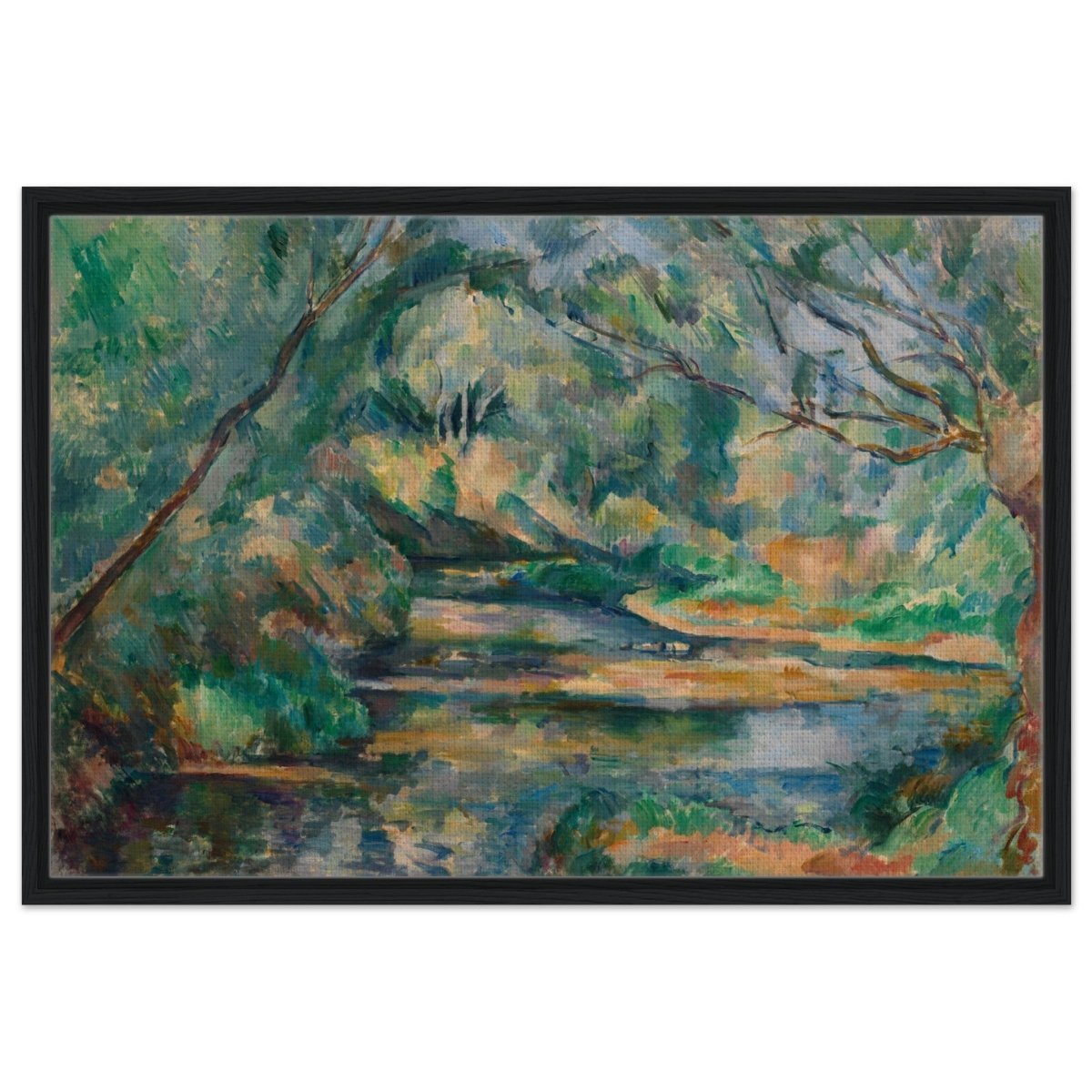 The Brook (ca. 1895–900) by Paul Cézanne | Vintage wall art print - Framed Canvas - 60x90 cm / 24x36″ - Black frame