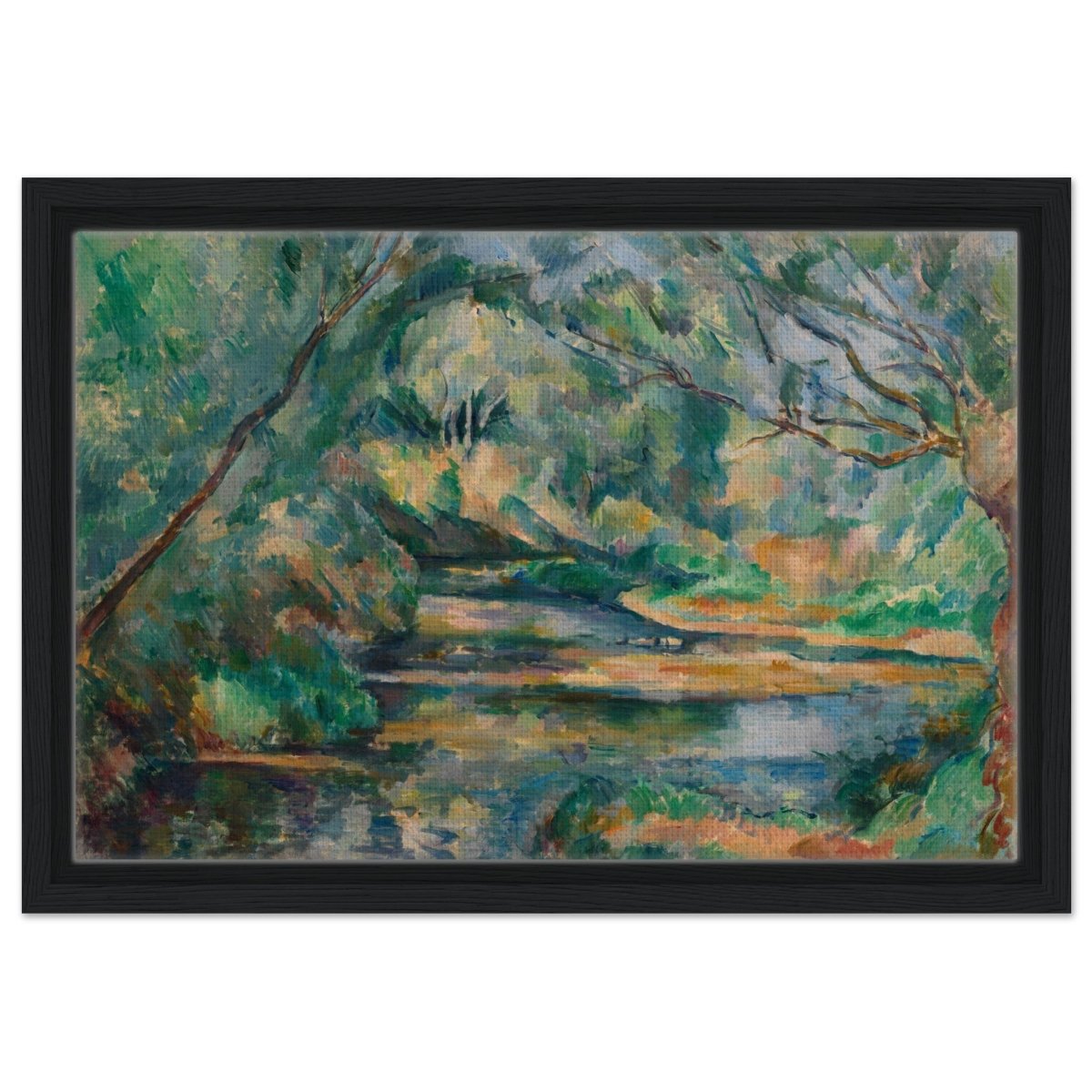 The Brook (ca. 1895–900) by Paul Cézanne | Vintage wall art print - Framed Canvas - 30x45 cm / 12x18″ - Black frame