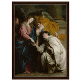 The Vision of the Blessed Hermann Joseph by Anthony van Dyck | Vintage Art wall art print - Framed Canvas - 50x70 cm / 20x28″ - Dark wood frame