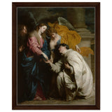 The Vision of the Blessed Hermann Joseph by Anthony van Dyck | Vintage Art wall art print - Framed Canvas - 40x50 cm / 16x20″ - Dark wood frame