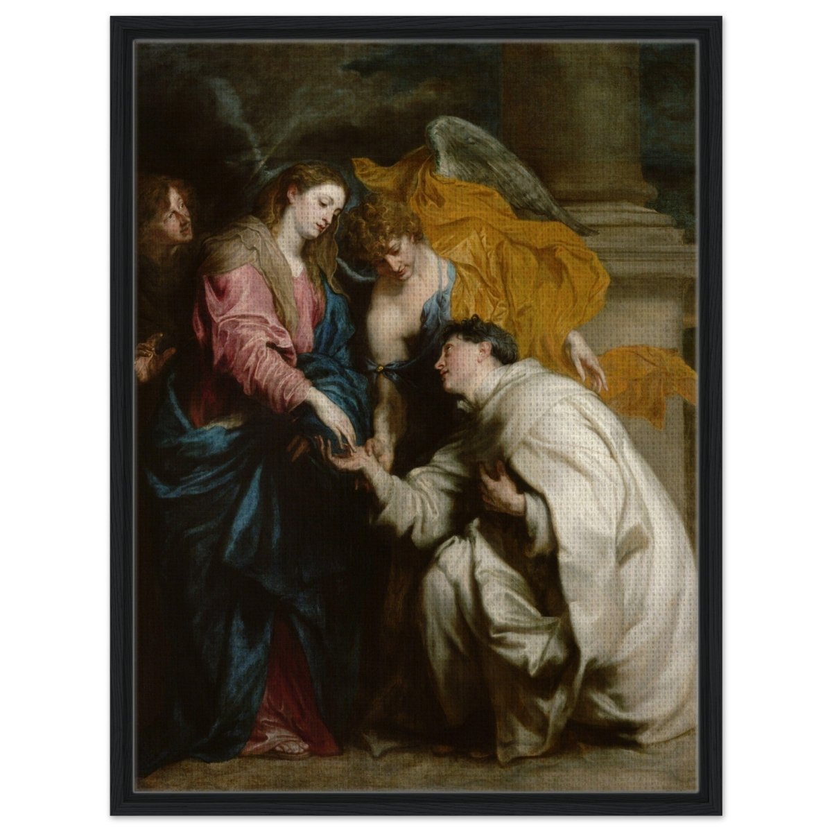 The Vision of the Blessed Hermann Joseph by Anthony van Dyck | Vintage Art wall art print - Framed Canvas - 60x80 cm / 24x32″ - Black frame