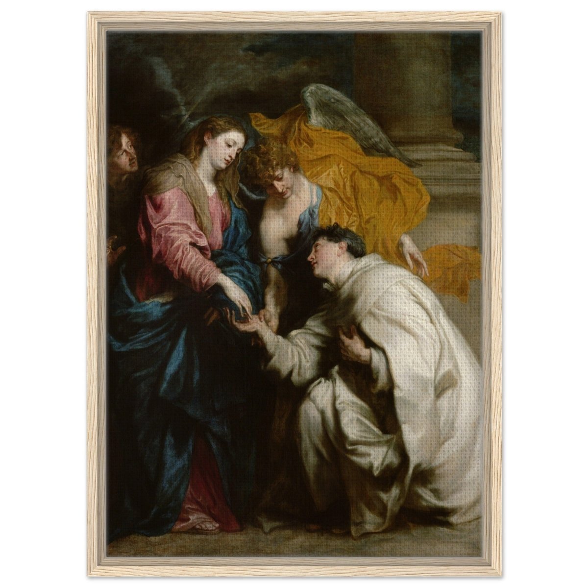 The Vision of the Blessed Hermann Joseph by Anthony van Dyck | Vintage Art wall art print - Framed Canvas - 50x70 cm / 20x28″ - Wood frame