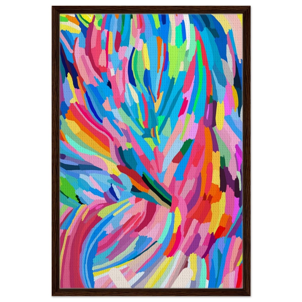 Vivid Energy: The Spectrum of Expression | Abstract Expressionism wall art print - 60x90 cm / 24x36″ - Framed Canvas - Dark wood frame