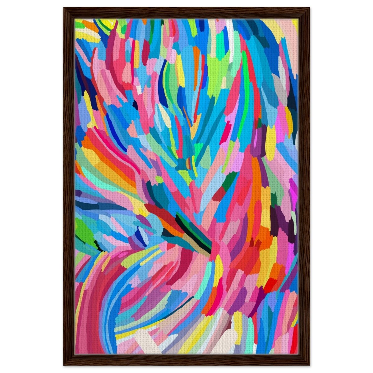 Vivid Energy: The Spectrum of Expression | Abstract Expressionism wall art print - 50x75 cm / 20x30″ - Framed Canvas - Dark wood frame