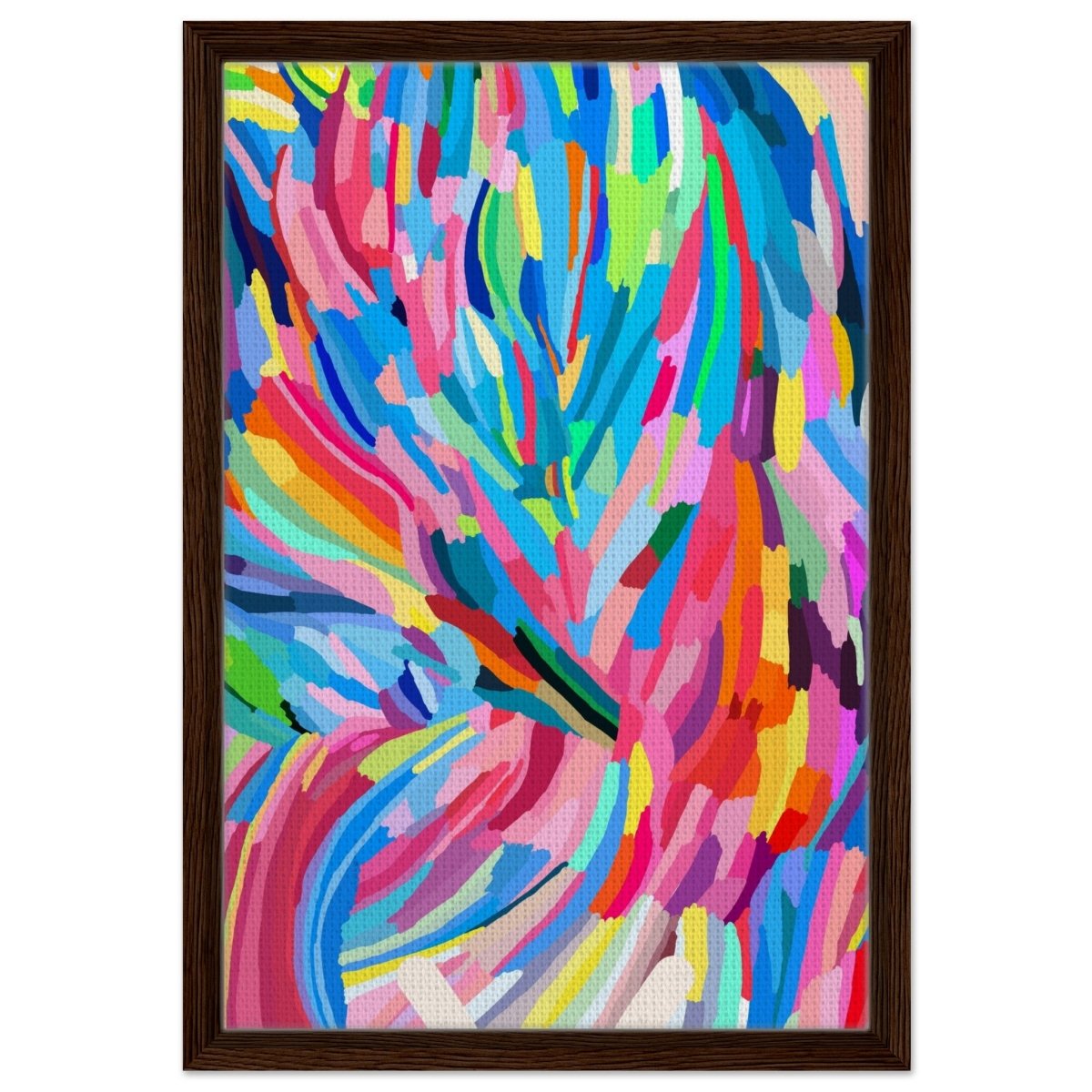 Vivid Energy: The Spectrum of Expression | Abstract Expressionism wall art print - 40x60 cm / 16x24″ - Framed Canvas - Dark wood frame