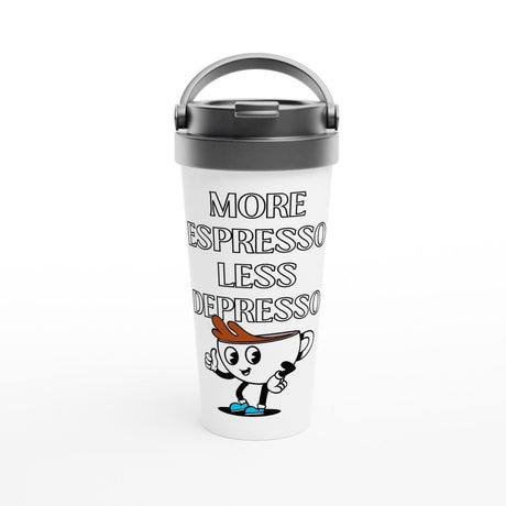 White Stainless Steel Travel Mugs | More Espresso - 