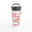 White Stainless Steel Water Bottles & Travel Mug | Let Go of things beyond your control - White 15oz Stainless Steel Travel Mug - 