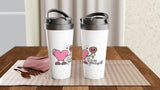 White Stainless Steel Water Bottles & Travel Mugs | Love yourself - White 15oz Stainless Steel Travel Mug - 