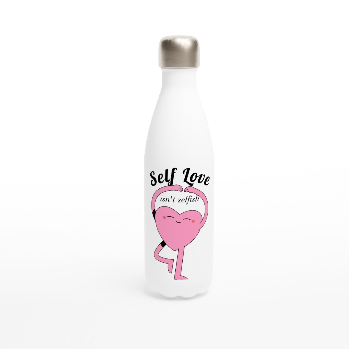 White Stainless Steel Water Bottles & Travel Mugs | Self Love Isn't selfish! - White 17oz Stainless Steel Water Bottle - 