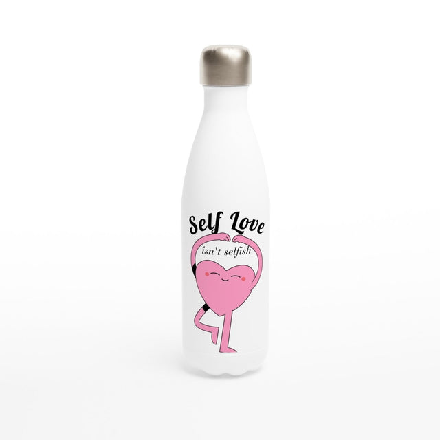 White Stainless Steel Water Bottles & Travel Mugs | Self Love Isn't selfish! - White 17oz Stainless Steel Water Bottle - 